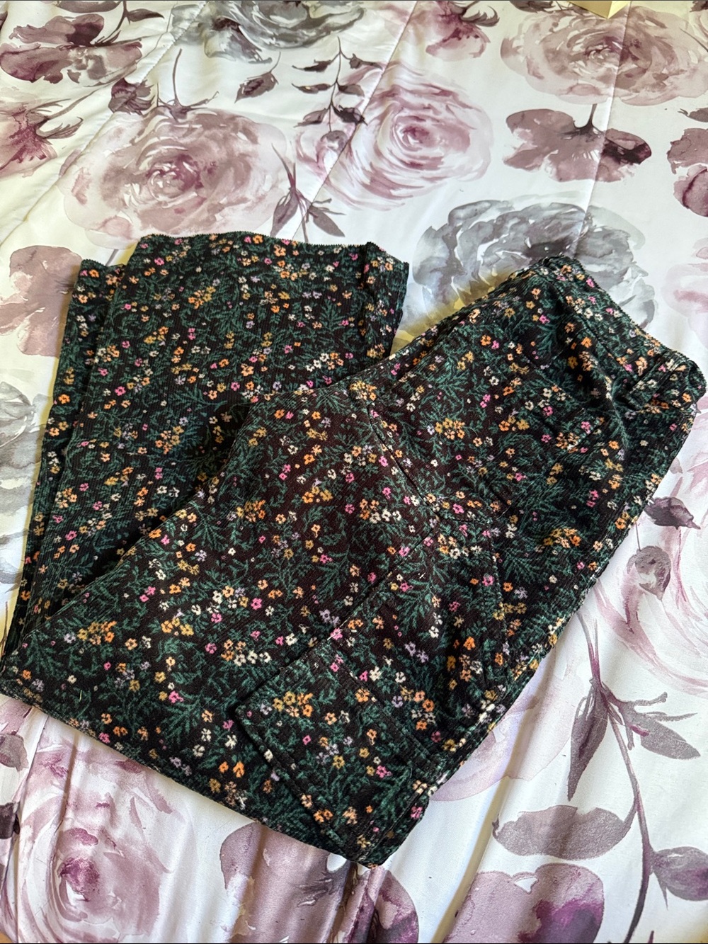 Floral Corduroy Kids Pants